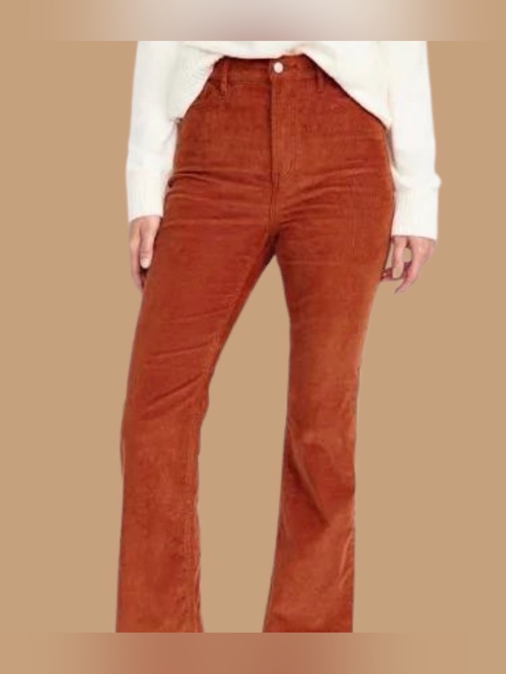 Old Navy Rust Corduroy High-Rise Flare Pants Size 14 Tall